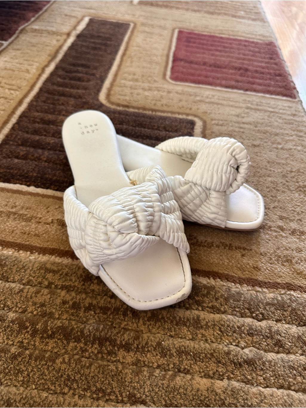 A New Day White Braided Slide Mules